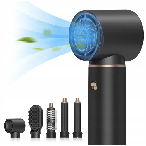 Фен-щітка Hot Air Comb • Фен 5в1 з автоматичними обертовими щипцями для завивки та випрямлення волосся