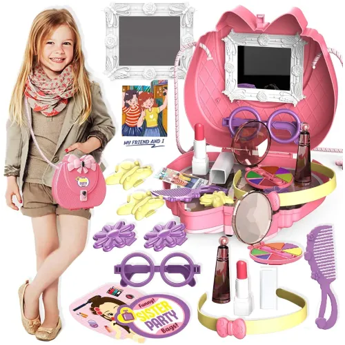 Дитячий косметичний набір Kids Pretend Toy Bag сумка для макіяжу з дзеркалом ∙ Ігровий набір Kids Pretend Toy Bag для дівчат Дитячий косметичний набір Kids Pretend Toy Bag сумка для макіяжу з дзеркалом ∙ Ігровий набір Kids Pretend Toy Bag для дівчат