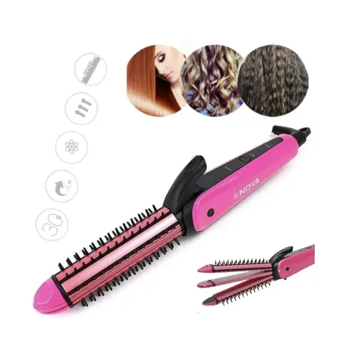 Багатофункціональний утюжок для волосся Nova 3 в 1 Hair Care Stylers ∙ Стайлер Nova NHC-8890 для випрямлення, гофре та локонів