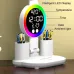 Настільна LED лампа KRX-104 з RGB-підсвіткою, вентилятором, годинником і підставкою • Акумуляторний настільний світильник 4-в-1 із сенсорним керуванням, 4 плафонами та дисплеєм для роботи, навчання і дому