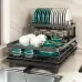 Дворівнева сушарка для посуду BauTech чорна 42,5х29,5х17 см • Настільна кухонна сушарка BauTech з тримачем для тарілок і піддоном