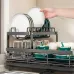 Дворівнева сушарка для посуду BauTech чорна 42,5х29,5х17 см • Настільна кухонна сушарка BauTech з тримачем для тарілок і піддоном