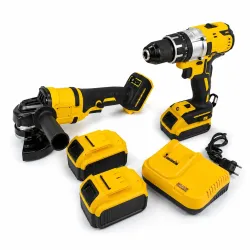 Акумуляторний набір KRAFFTEC 48V 2в1 • Болгарка 125 мм і шуруповерт KRAFFTEC з 2 акумуляторами в кейсі Акумуляторний набір KRAFFTEC 48V 2в1 • Болгарка 125 мм і шуруповерт KRAFFTEC з 2 акумуляторами в кейсі