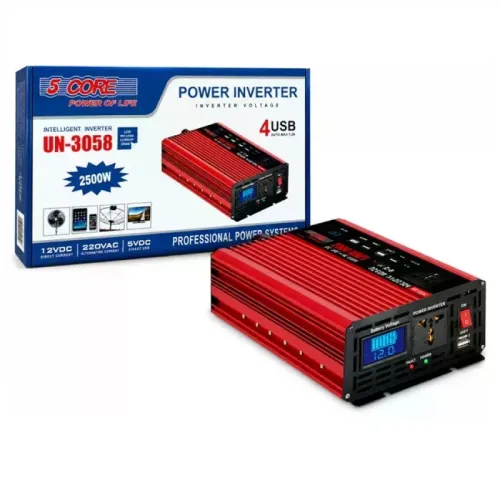 Інвертор 5 CORE UN-3058 2500W 12V • Перетворювач напруги 5 CORE UN-3058 12V-220V 1100 Вт з USB та модифікованою синусоїдою Інвертор 5 CORE UN-3058 2500W 12V • Перетворювач напруги 5 CORE UN-3058 12V-220V 1100 Вт з USB та модифікованою синусоїдою