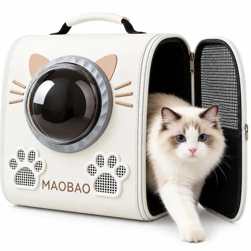 Рюкзак-переноска S-cat2 36×24×40 см білий • Рюкзак для котів S-cat2 з прозорим вікном, вентиляцією та декоративними вушками Рюкзак-переноска S-cat2 36×24×40 см білий • Рюкзак для котів S-cat2 з прозорим вікном, вентиляцією та декоративними вушками