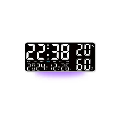 Електронний годинник GH9002 • Настінний та настільний LED-годинник GH9002 з календарем, будильником, температурою, вологістю, пультом та USB 5V