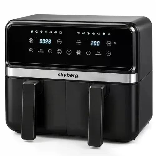 Аерофритюрниця Skyberg SB-317 10 л 4800 Вт • Двокамерний аерогриль Skyberg SB-317 26X-254 з 2 кошиками 5+5 л і сенсорним керуванням Аерофритюрниця Skyberg SB-317 10 л 4800 Вт • Двокамерний аерогриль Skyberg SB-317 26X-254 з 2 кошиками 5+5 л і сенсорним керуванням