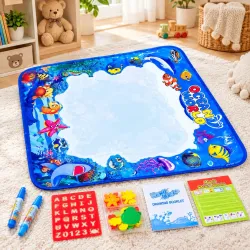 Аквакилимок Aqua Magic Mat 80×60 см • Дитячий килимок для малювання водою Aqua Magic Mat 80×60 см із водними маркерами та малюнками, що зникають Аквакилимок Aqua Magic Mat 80×60 см • Дитячий килимок для малювання водою Aqua Magic Mat 80×60 см із водними маркерами та малюнками, що зникають