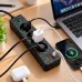 Мережевий подовжувач 26X-363 з USB і Type-C • Електричний мережевий фільтр-подовжувач 26X-363 на 3 розетки 220V з кабелем 3 м і вимикачем для дому та офісу чорний