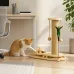 Комплекс-кігтеточка для котів KAT-02, 38×19×41,5 см • вертикальний стовп із канату, 2 м’ячики на підвісі, пір’я і доріжка з кулькою для гри вдома