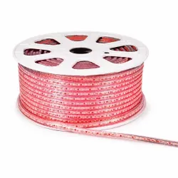 Дюралайт червоний Rope-Lights SMD5050-R, 100 м, прозорий провід • вулична світлодіодна гірлянда від мережі 220-240 В для святкового підсвічування фасадів, парканів і вітрин