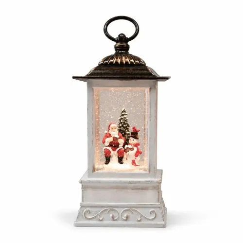Різдвяний LED-ліхтар XMAS WDL-24004A із Сантою та сніговиком • Сезонний настільний нічник з ялинкою й ефектом снігової завірюхи, декор для дому, офісу та вітрини