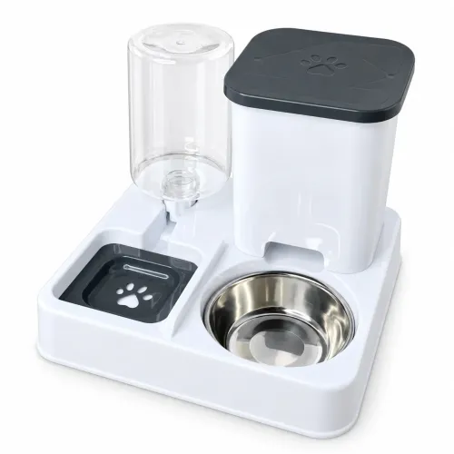 Годівниця з поїлкою Pet Automatic 2 в 1 біла • Автоматична гравітаційна годівниця Pet Automatic для котів і собак із подаванням сухого корму та води без електрики Годівниця з поїлкою Pet Automatic 2 в 1 біла • Автоматична гравітаційна годівниця Pet Automatic для котів і собак із подаванням сухого корму та води без електрики
